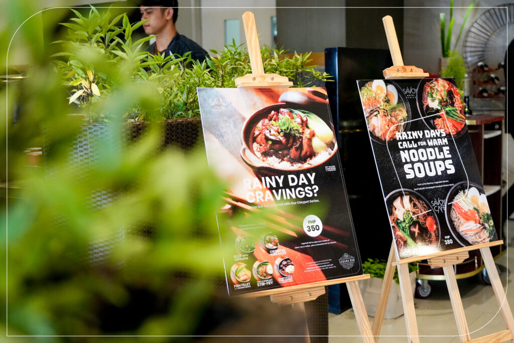 Rainy Day Dishes Menu Display